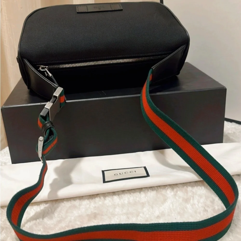 Authentic Gucci Black Canvas Belt Bag✨